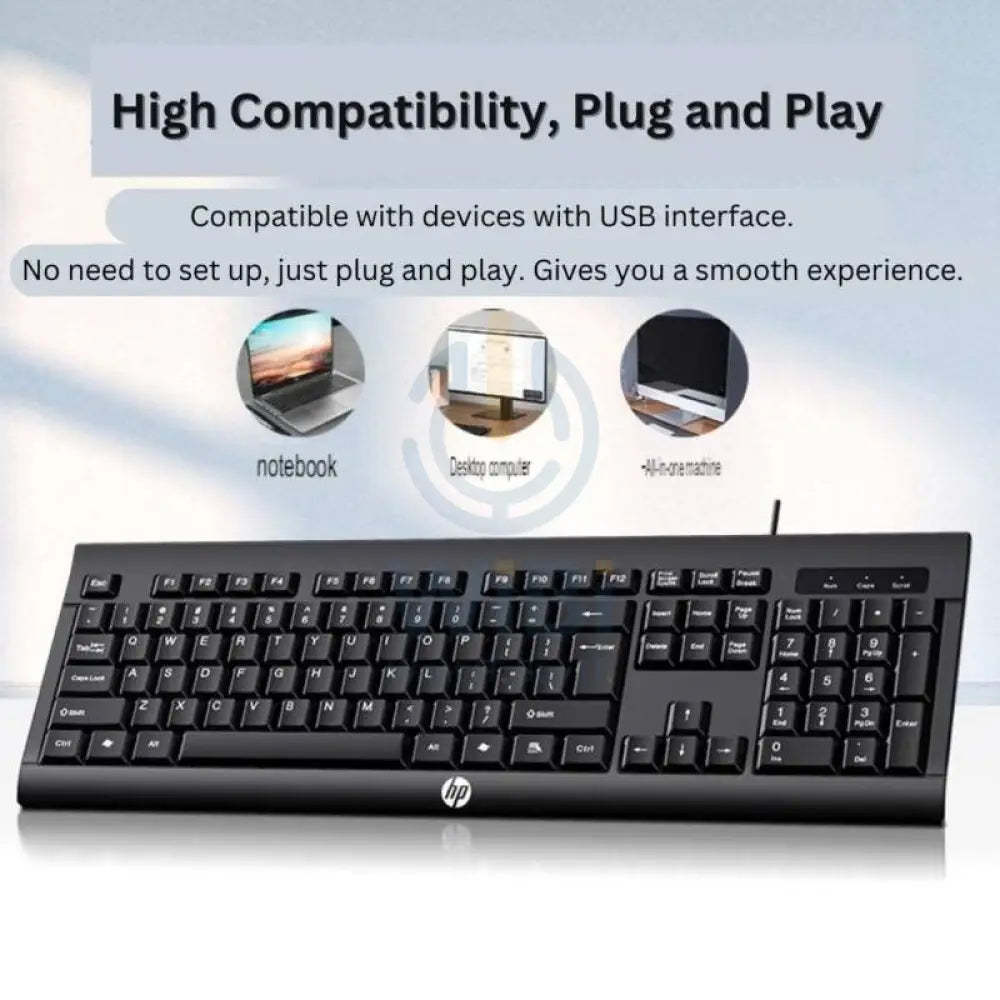 HP KM100 USB Wired Keyboard and Mouse - English Keys - Keyboard & Mouse Combo Accessories > Keyboard & Mouse