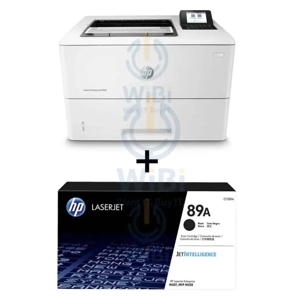 HP LaserJet Enterprise M507dn - 43ppm / 1200dpi / A4 / USB / LAN / Mono Laser - Printer + HP 89A Toner Cartridge - 5K