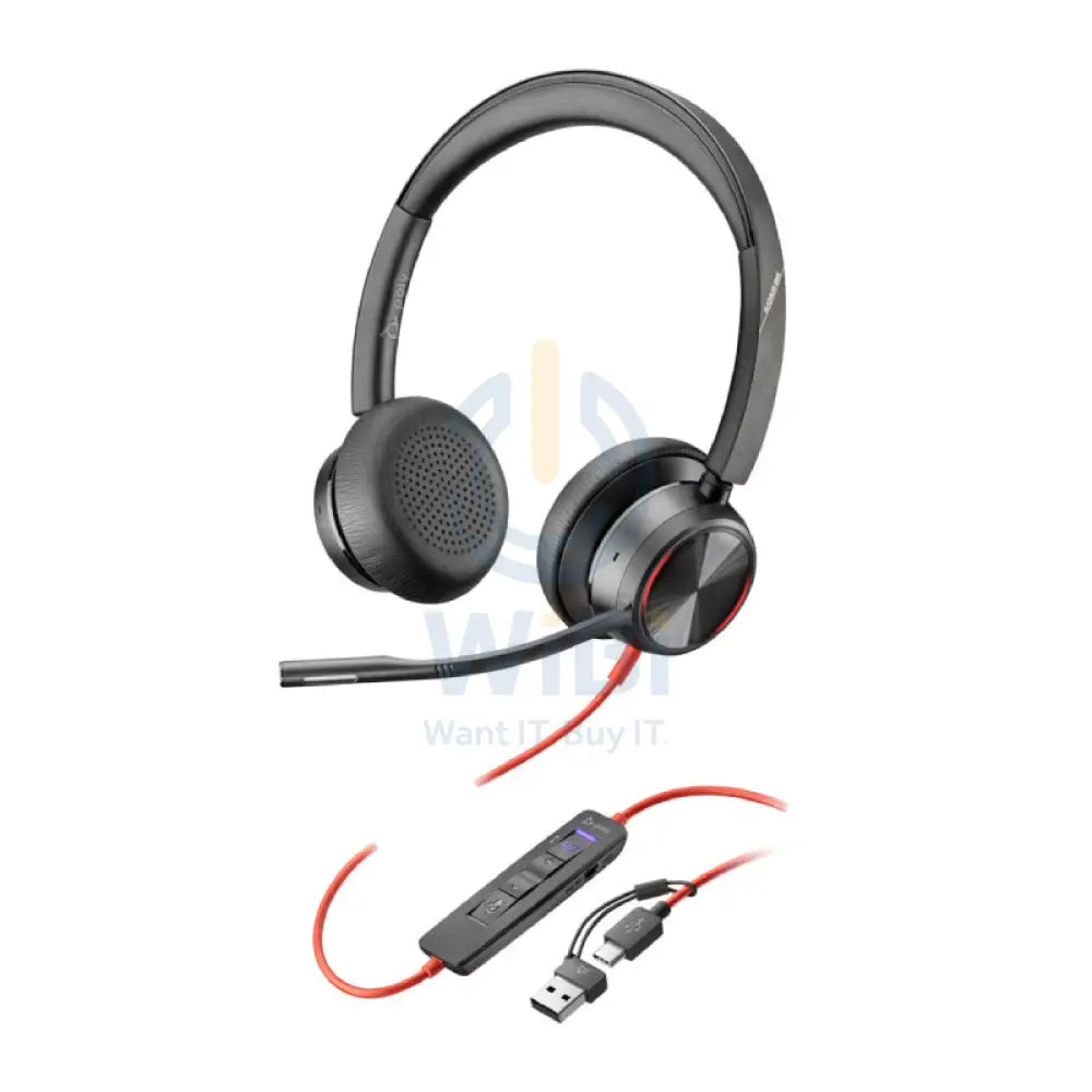سماعة Poly Blackwire 8225 ستيريو يو اس بي- على الأذن محول يو اس بي محول ( معتمدمايكروسوفت ) اكسسوارات الصوت
