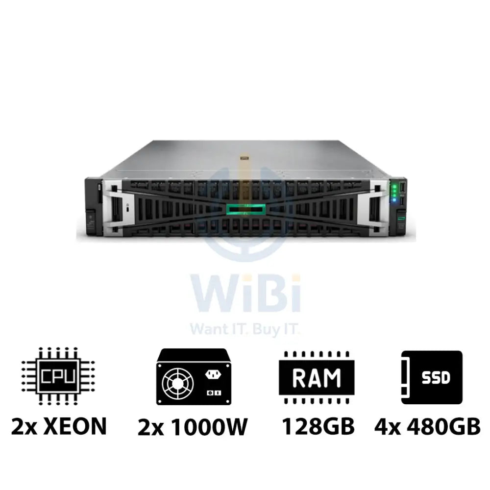 HP ProLiant DL380 G11 - 2x Xeon Silver 4410Y 2.00GHz / 2x 12-Cores / 128GB / 4x 480GB SSD / 2x 1000Watts / Rack(2U)