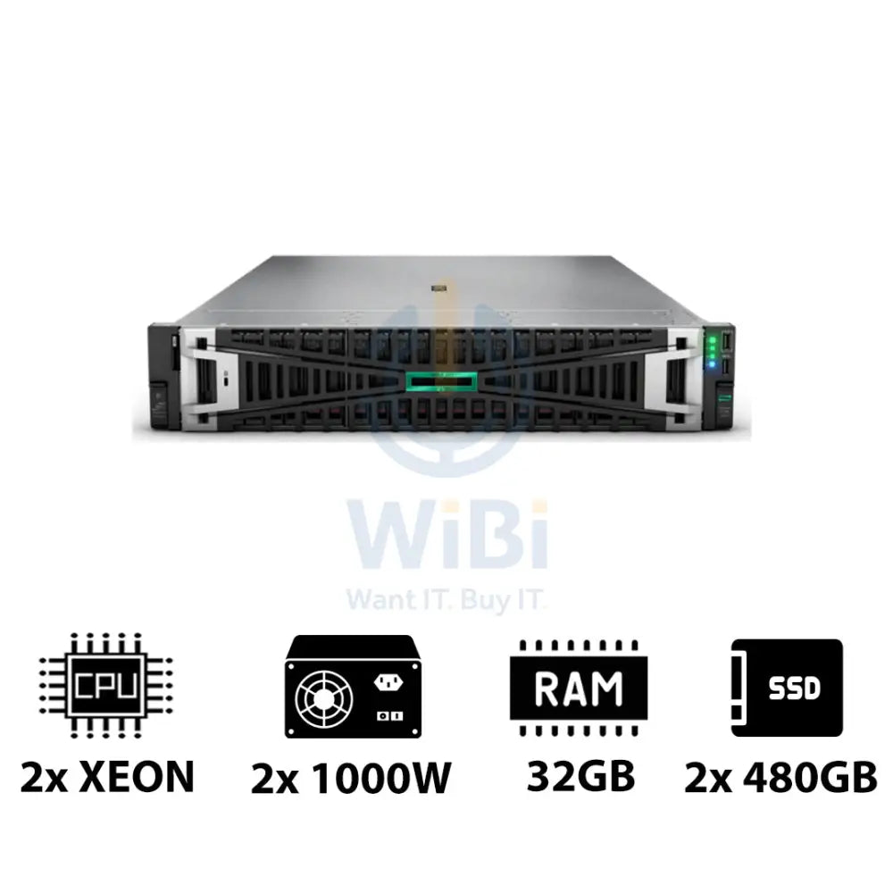 HP ProLiant DL380 G11 - 2x Xeon Silver 4410Y 2.00GHz / 2x 12-Cores / 32GB / 2x 480GB SSD / 2x 1000Watts / Rack(2U)