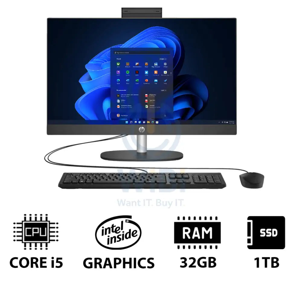 HP ProOne 240 G10 AIO - i5 / 32GB / 1TB (NVMe M.2 SSD) / 23.8’’ FHD Non-Touch / Win 11 Pro / 1YW / Grey - Desktop
