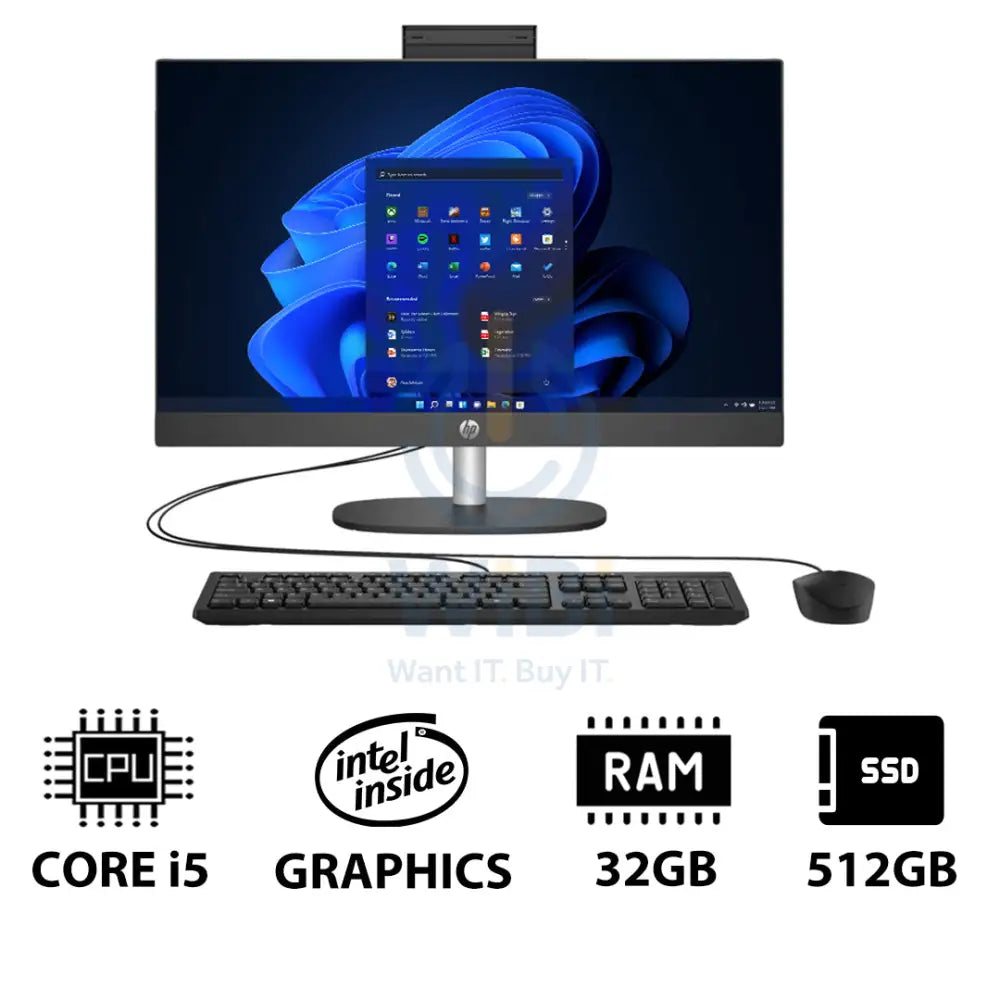 HP ProOne 240 G10 AIO - i5 / 32GB / 512GB (NVMe M.2 SSD) / 23.8’’ FHD Non-Touch / Win 11 Pro / 1YW / Grey - Desktop