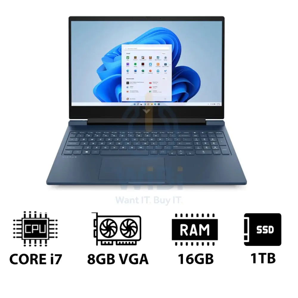 HP Victus Gaming Laptop 16-R1049NE - 16.1’’ FHD / i7 / 16GB / 1TB (NVMe M.2 SSD) / RTX 4060 8GB VGA / Win 11 Pro / 1YW