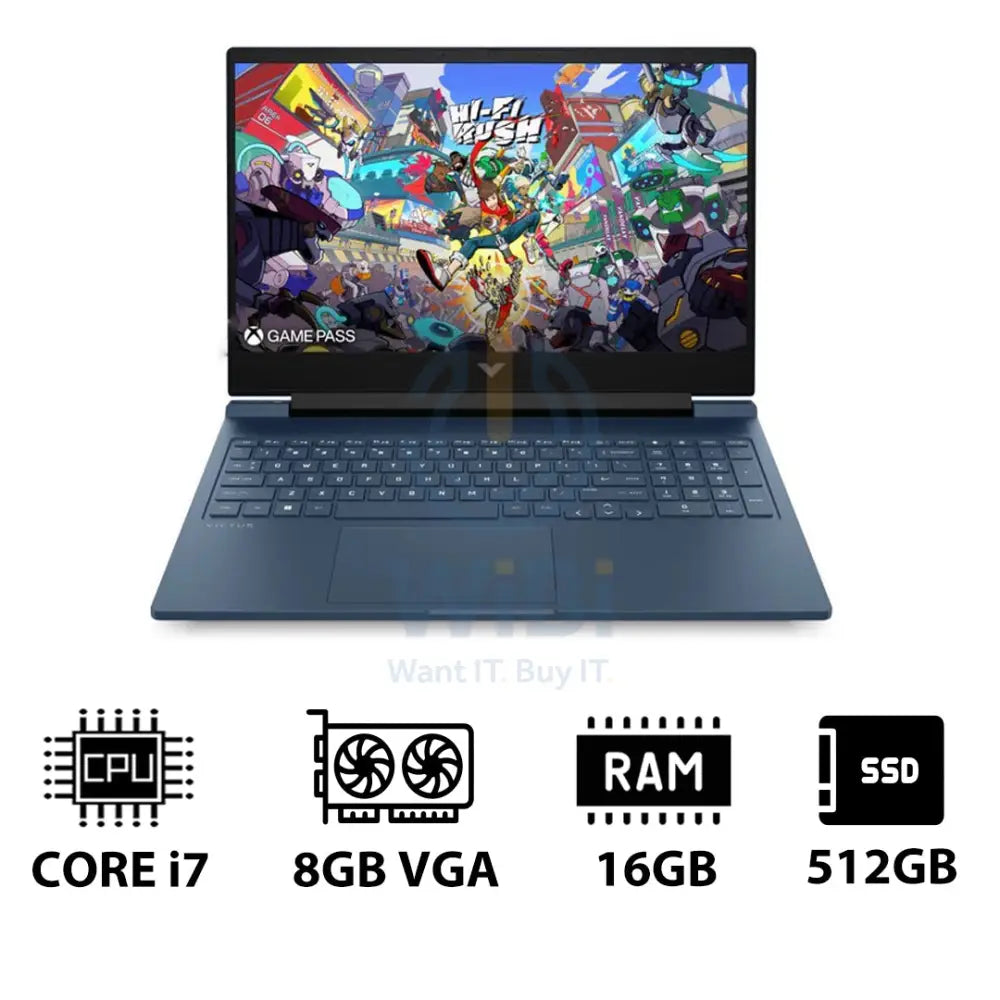 HP Victus Gaming Laptop 16-R1049NE - 16.1’’ FHD / i7 / 16GB / 512GB (NVMe M.2 SSD) / RTX 4060 8GB VGA / DOS (Without