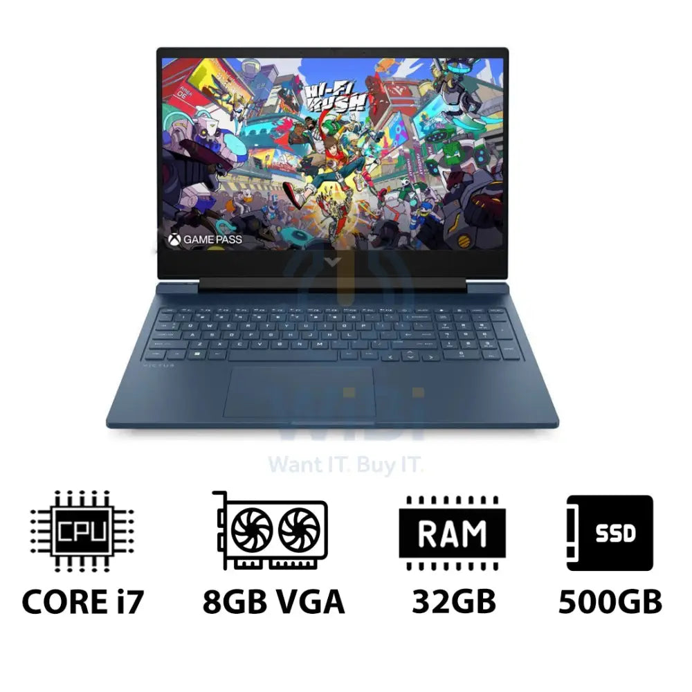 HP Victus Gaming Laptop 16-R1052NE - 16.1’’ FHD / i7 / 32GB / 500GB (NVMe M.2 SSD) / RTX 4070 8GB VGA / DOS (Without