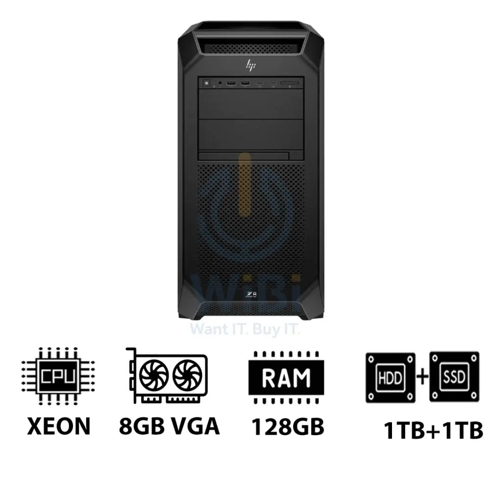 HP Z8 G5 Workstation - Xeon-2.0GHz / 12-Cores / 128GB / 1TB HDD + 1TB (NVMe M.2 SSD) / T1000 8GB VGA / Win 11 Pro / 3YW
