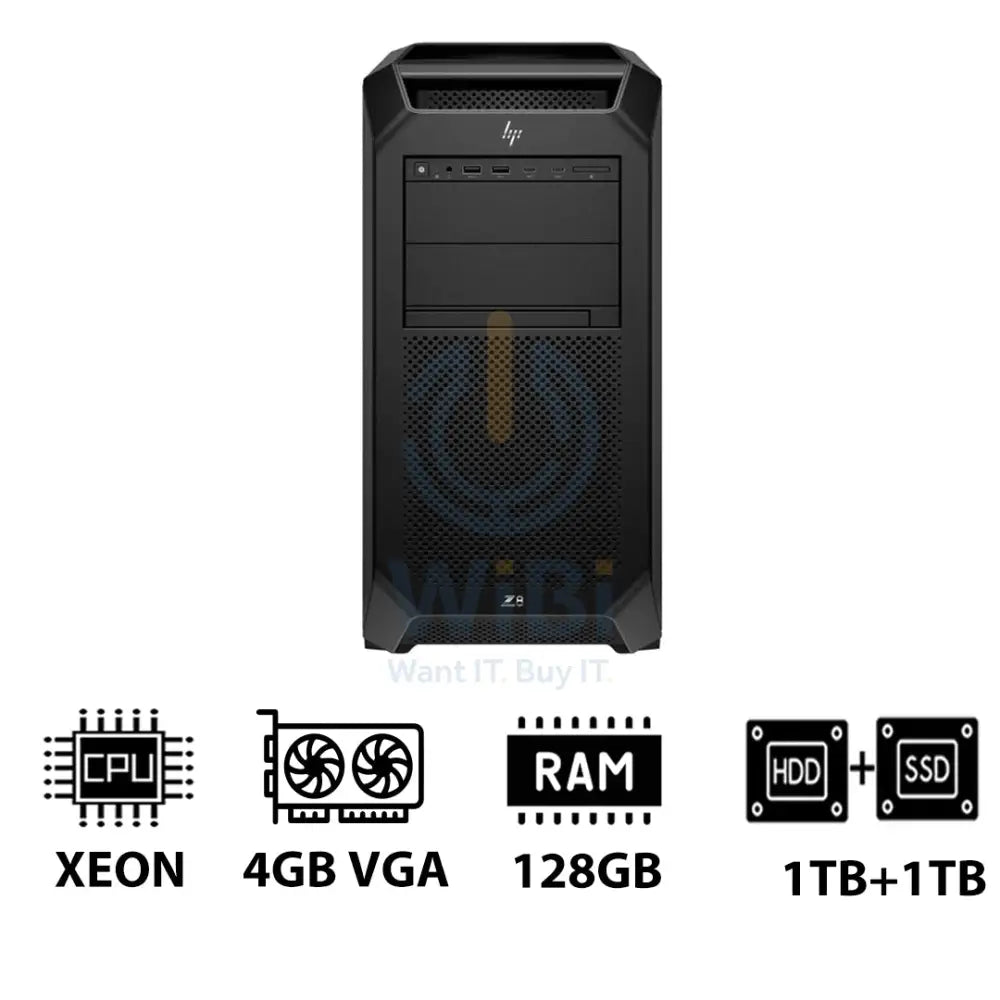 HP Z8 G5 Workstation - Xeon-2.0GHz / 12-Cores / 128GB / 1TB HDD + 1TB (NVMe M.2 SSD) / T400 4GB VGA / DOS (Without OS)