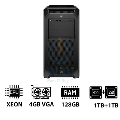 HP Z8 G5 Workstation - Xeon-2.0GHz / 12-Cores / 128GB / 1TB HDD + 1TB (NVMe M.2 SSD) / T400 4GB VGA / Win 11 Pro / 3YW