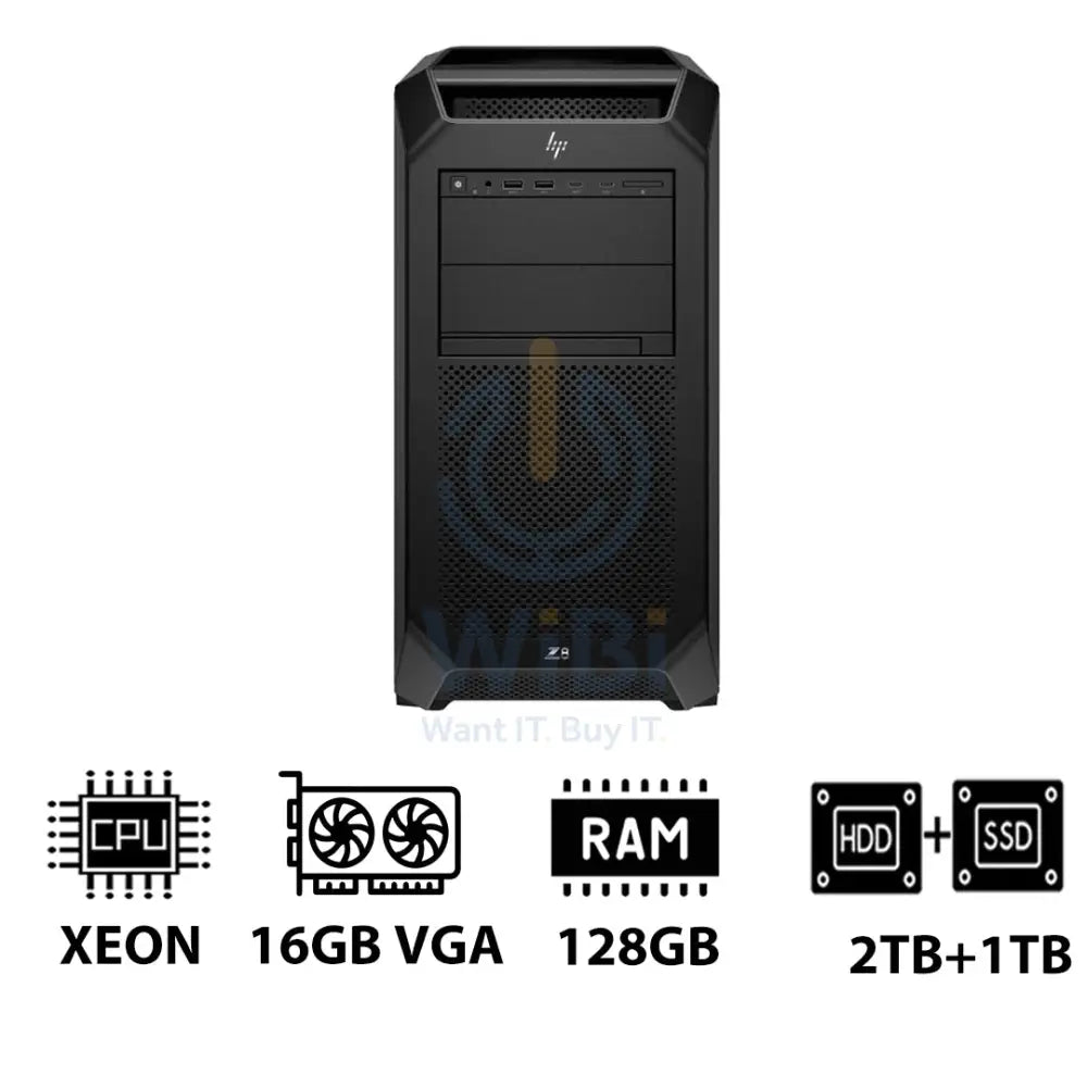 HP Z8 G5 Workstation - Xeon-2.0GHz / 12-Cores / 128GB / RTX 2000 ADA 16GB VGA / 2TB HDD + 1TB (NVMe M.2 SSD) / DOS