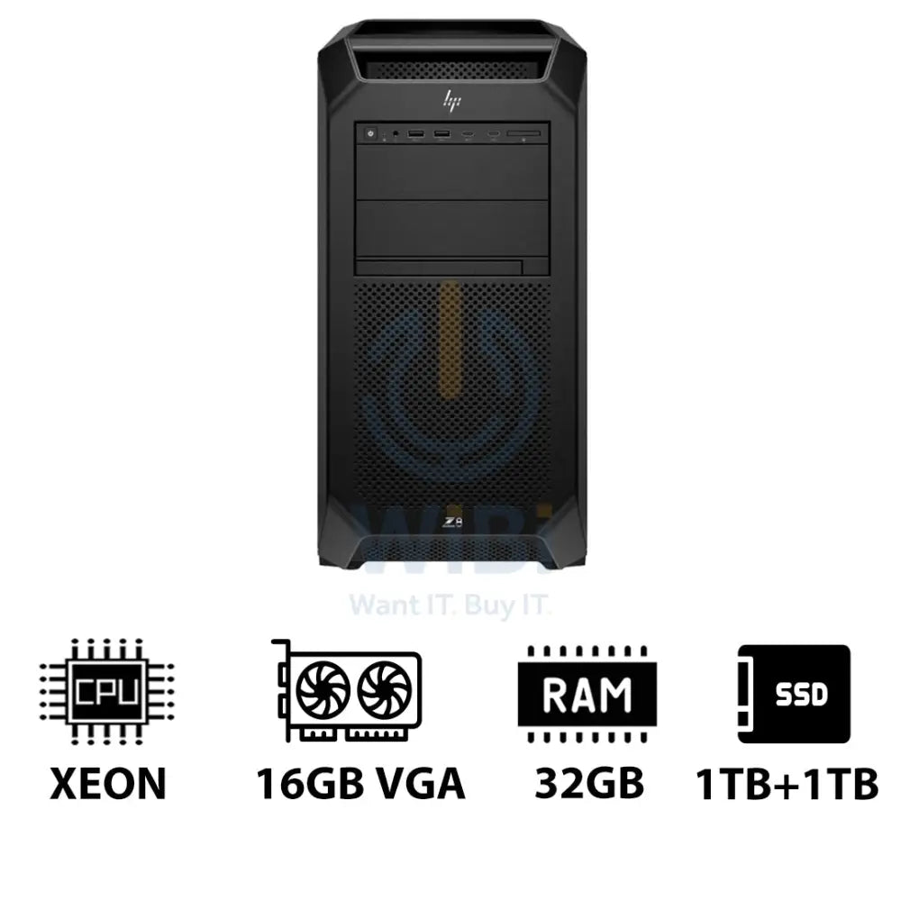 HP Z8 G5 Workstation - Xeon-2.0GHz / 12-Cores / 32GB / RTX 2000 ADA 16GB VGA / 1TB + 1TB (NVMe M.2 SSD) / DOS (Without