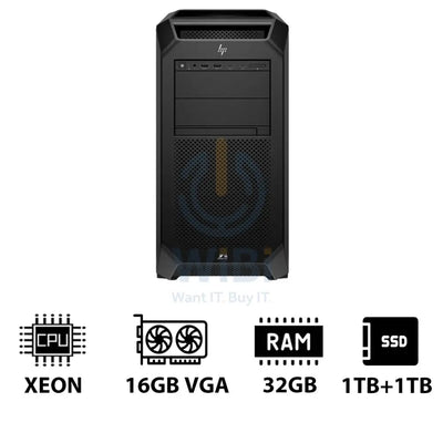 HP Z8 G5 Workstation - Xeon-2.0GHz / 12-Cores / 32GB / RTX 2000 ADA 16GB VGA / 1TB + 1TB (NVMe M.2 SSD) / DOS (Without