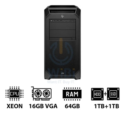 HP Z8 G5 Workstation - Xeon-2.0GHz / 12-Cores / 64GB / RTX 2000 ADA 16GB VGA / 1TB HDD + 1TB (NVMe M.2 SSD) / Win 11