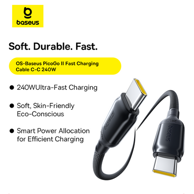 Baseus PicoGo Ⅱ Ultra Fast Charging Cable - USB-C / 240W / 1 Meter / Black