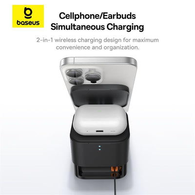 Baseus MagPro 3-in-1 Qi2 Magnetic Wireless Charger - 25W / Cosmic Black