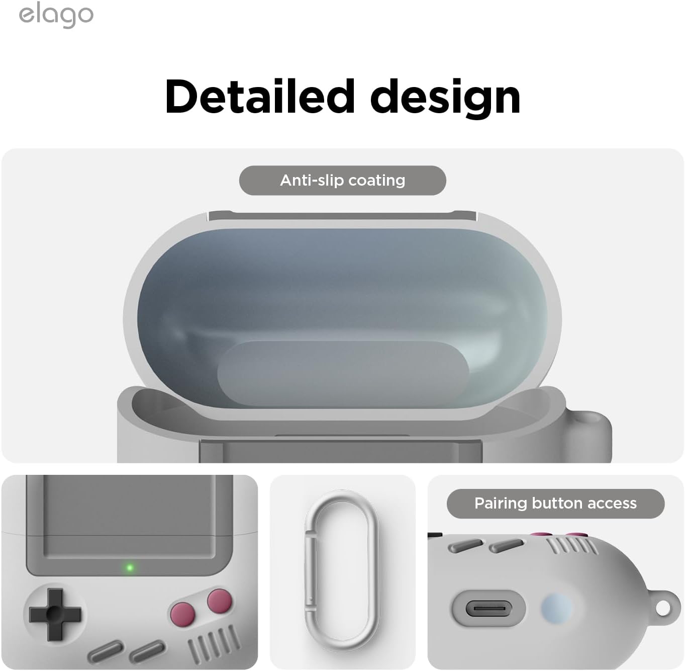 Elago Galaxy Buds 3 / 3 Pro / 3 FE AW5 Hang Case - Light Gray