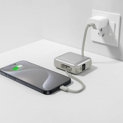 Lzel ميني مزامنة طاقة مع كابل 10000mAh / 22.5W / يو اس بي/ يو اس بي/ فضي
