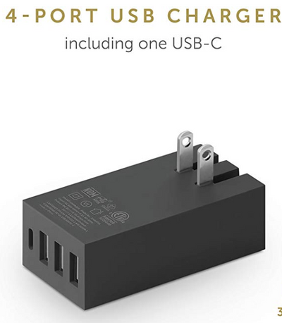 Native Union Smart Charger 4-Port Wall Charger - USB-A / USB-C / Black