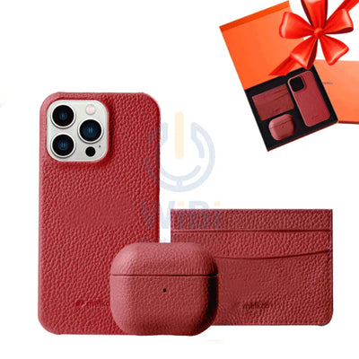 iPhone 13 Pro Max - Airpod 3 - Red Leather Case Gift Set With Wallet Accessories > Mobiles & Tablets