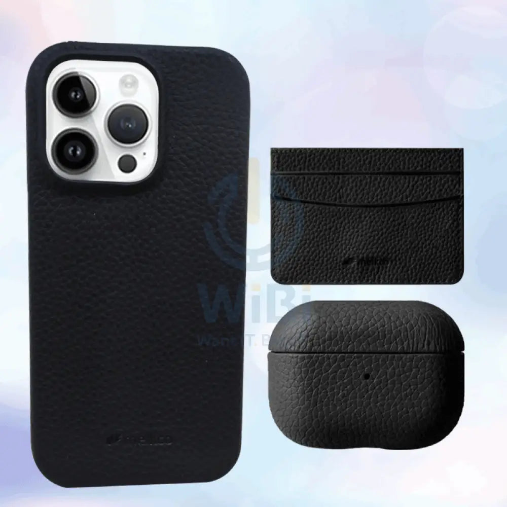 iPhone 14 Pro Max - Airpod Pro 2 - Black Leather Case Gift Set With Wallet Accessories > Mobiles & Tablets