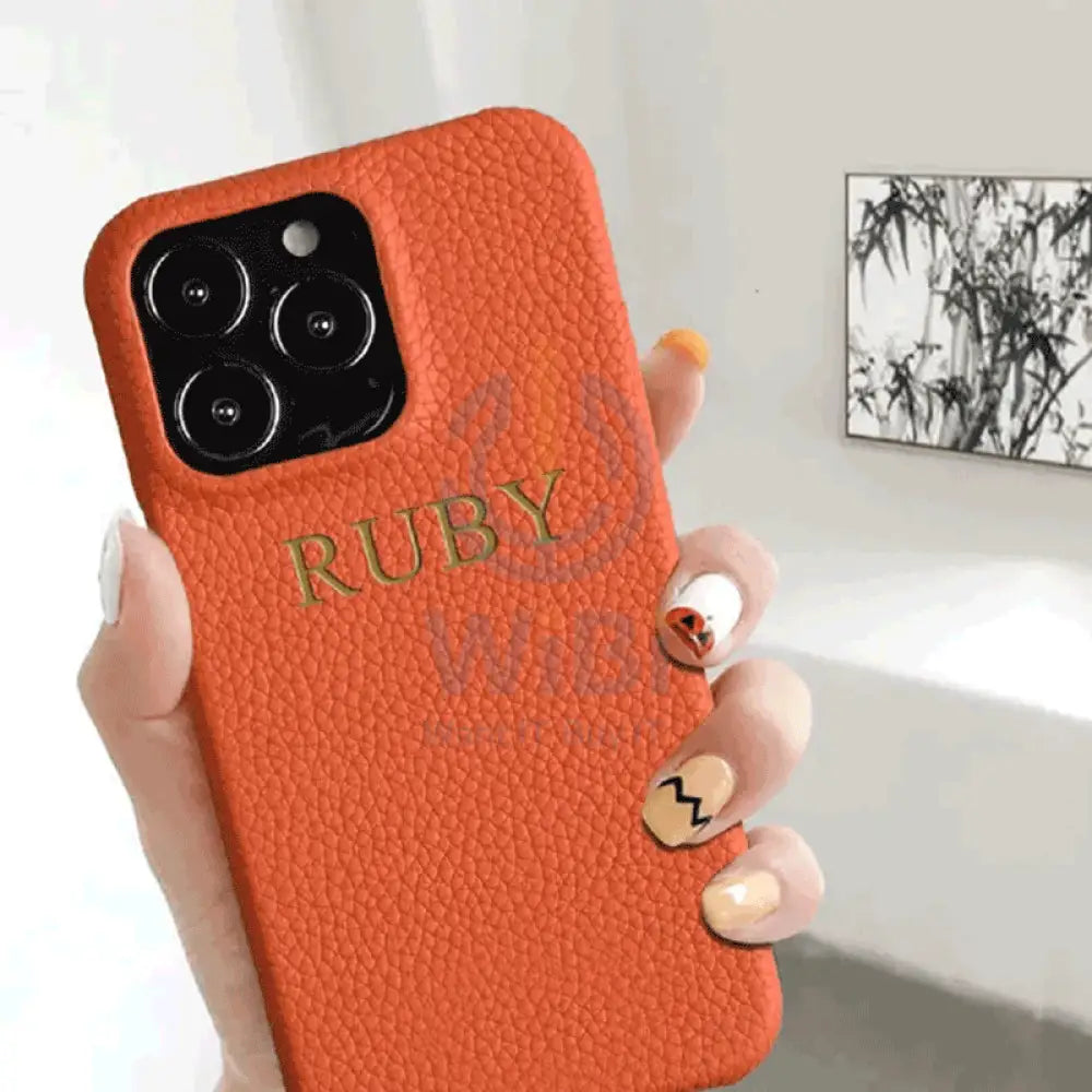 iPhone 14 Pro Max - Airpod 3 - Orange Leather Case Gift Set With Wallet Accessories > Mobiles & Tablets