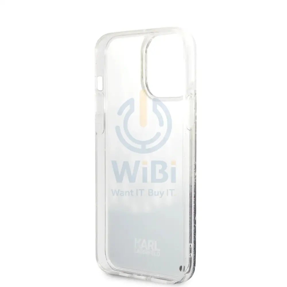 iPhone 14 Pro - Silver Karl Lagerfeld Liquid Glitter Case Monogram Pattern Multicolor Glitter Accessories > Mobiles &