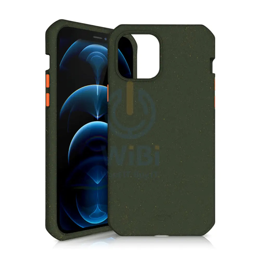 Itskins Biodegradable Case For iPhone 12 Pro Max - Kaki And Orange Accessories > Mobiles & Tablets