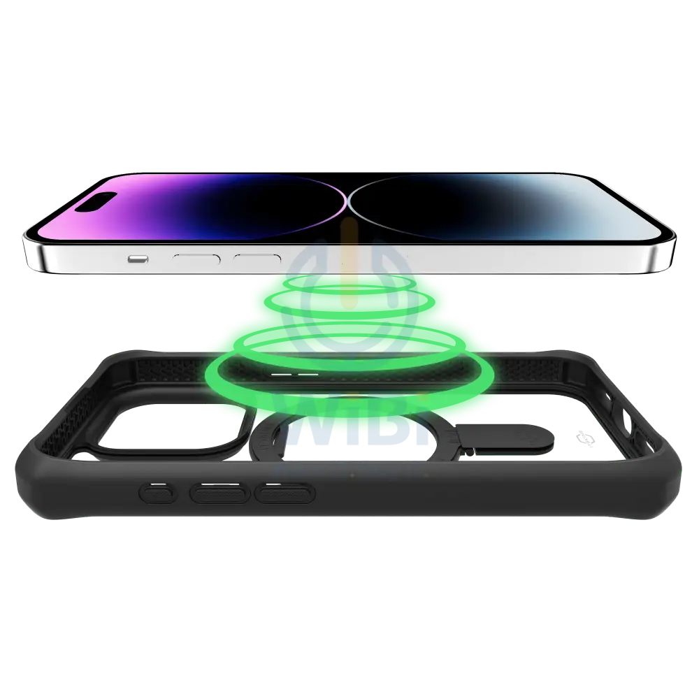 Itskins Hybrid Stand Magsafe Case - Apple iPhone 15 Pro Max / Black And Transparent Accessories > Mobiles & Tablets >
