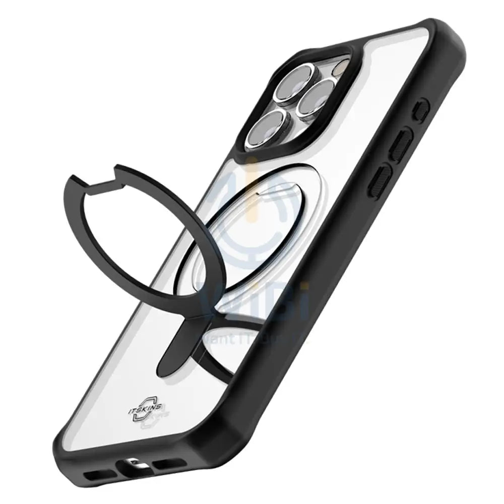 Itskins Hybrid Stand Magsafe Case - Apple iPhone 15 Pro Max / Black And Transparent Accessories > Mobiles & Tablets >