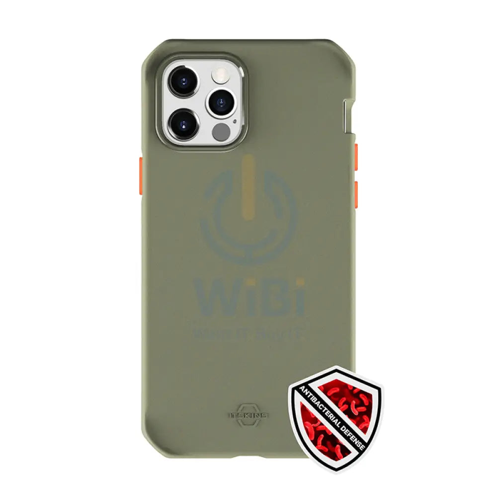 Itskins Supreme Solid Case For iPhone 12 Pro Max - Kaki And Orange Accessories > Mobiles & Tablets