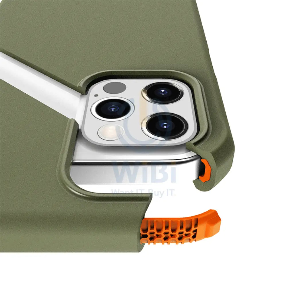 Itskins Supreme Solid Case For iPhone 12 Pro Max - Kaki And Orange Accessories > Mobiles & Tablets