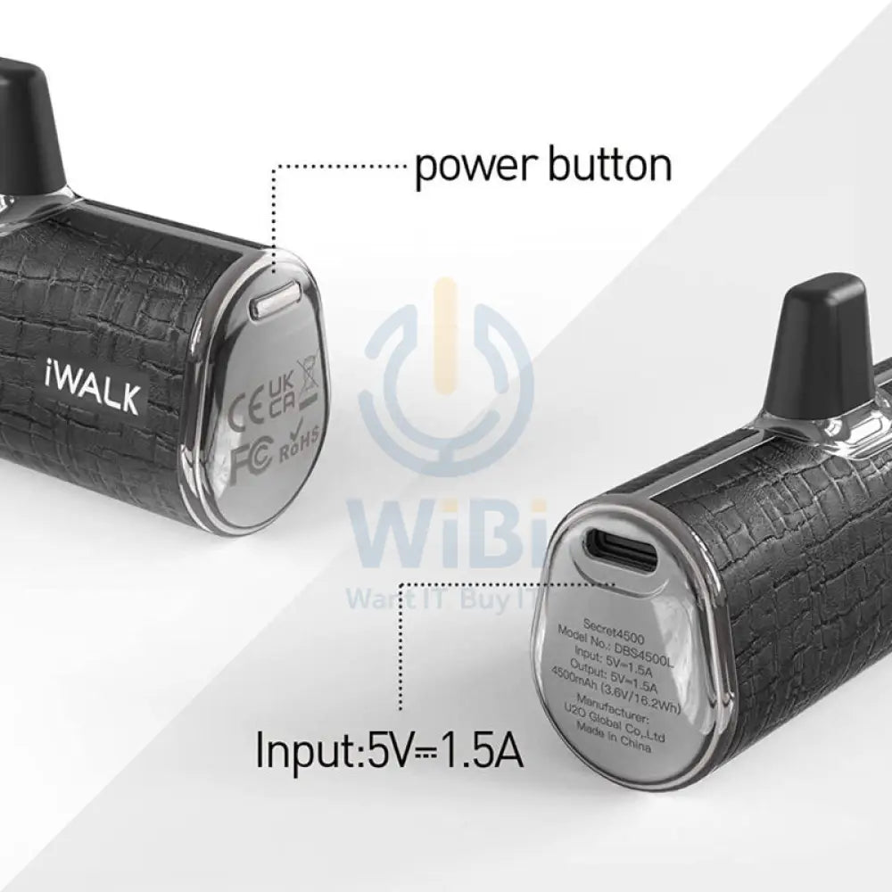 iWALK Link Me Plus Leather Coated Pocket Battery 4500 mAh For iPhone - Black Accessories > Power Bank > Offer Zone