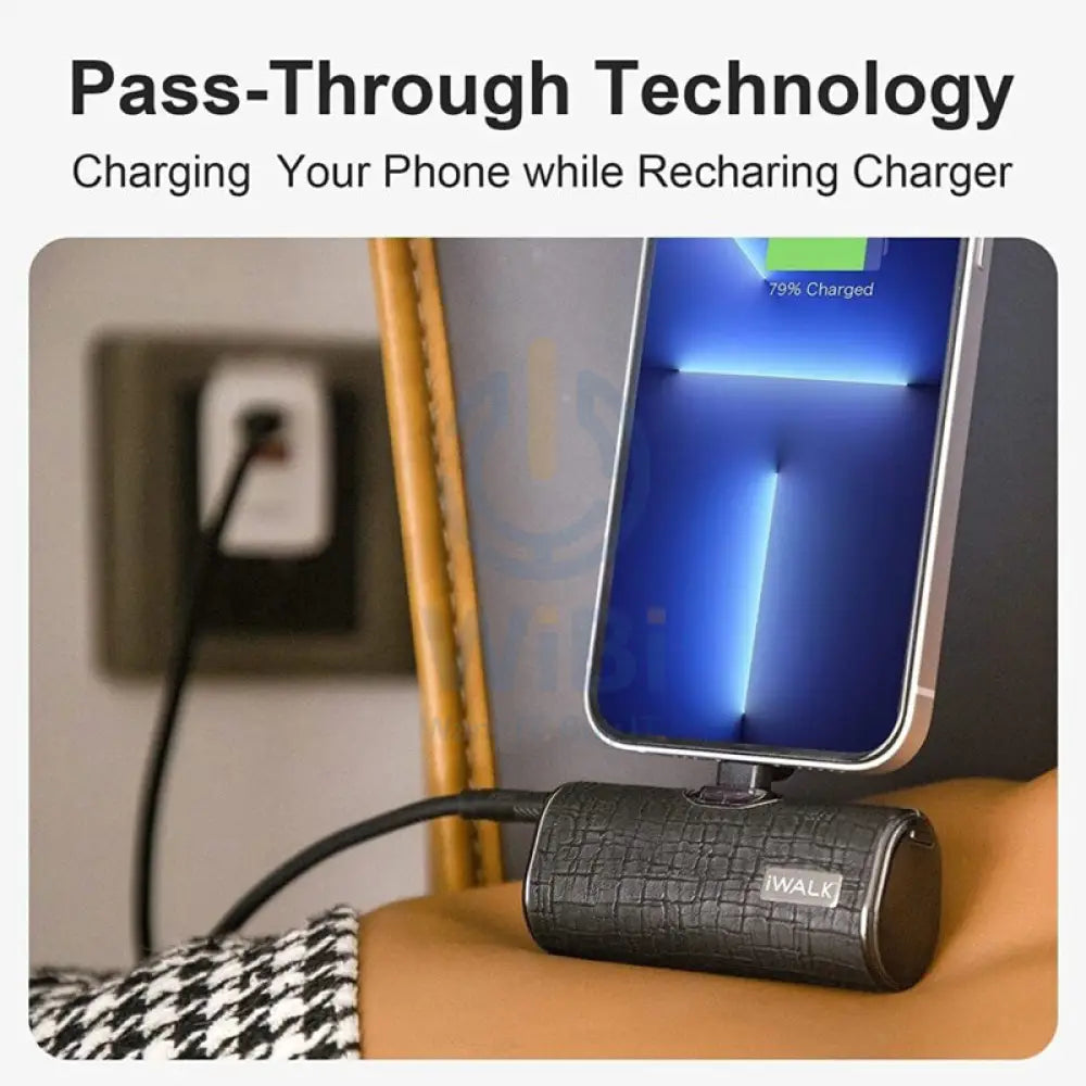 iWALK Link Me Plus Leather Coated Pocket Battery 4500 mAh For iPhone - Black Accessories > Power Bank > Offer Zone