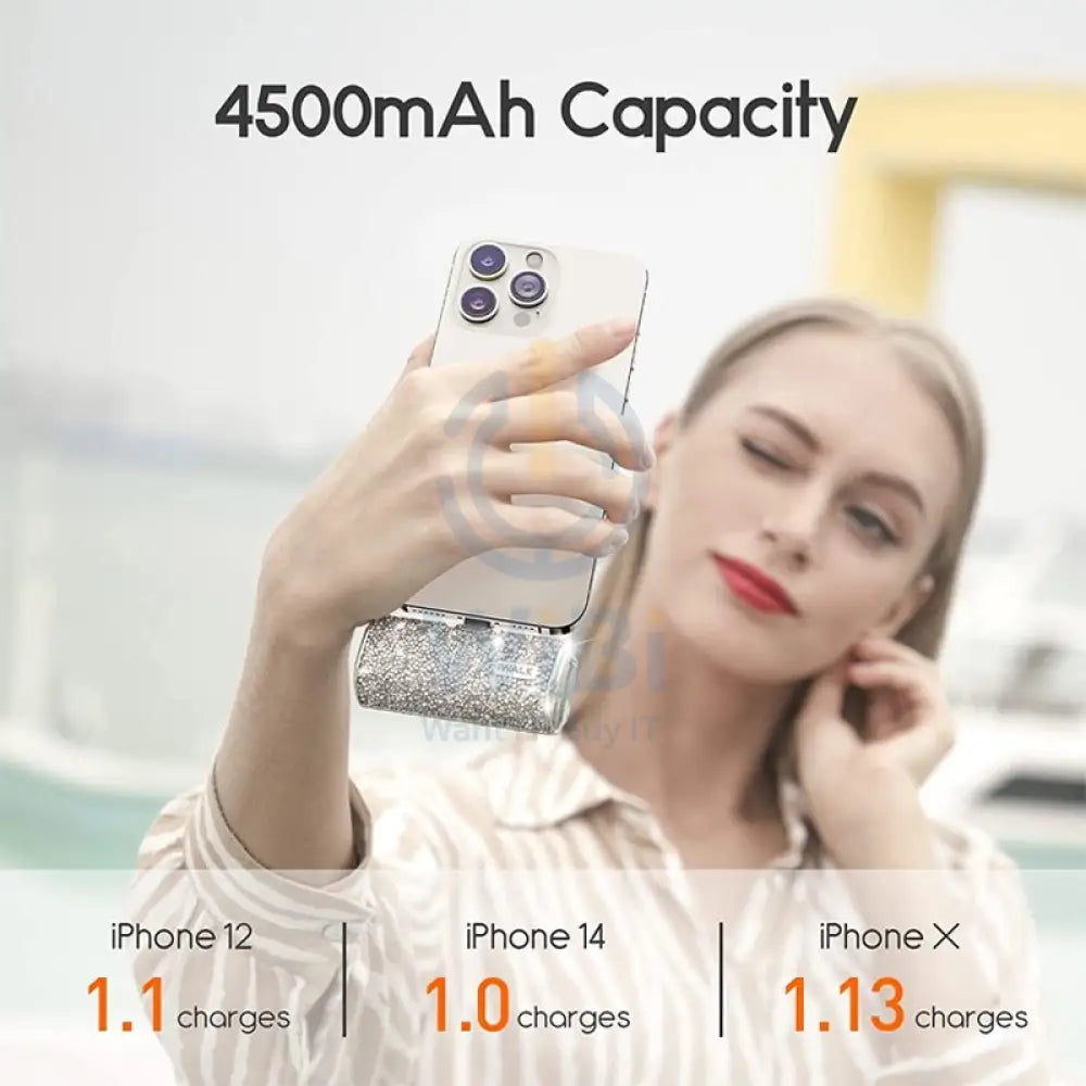 iWALK Link Me Plus Pocket Battery for iPhone - 4500 mAh / Lightning / Silver Diamond Accessories > Power Adapters