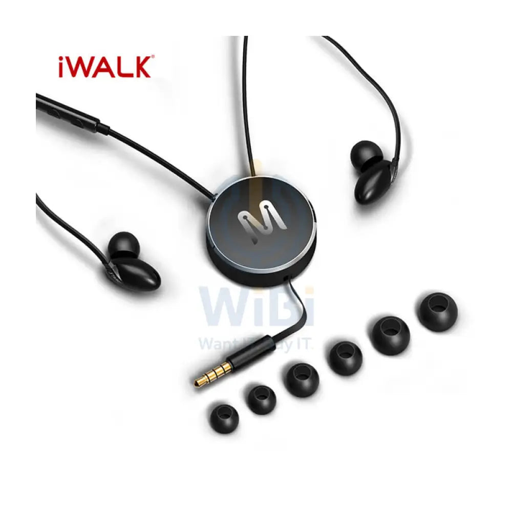 اي ووك سماعة أذن بنمط القلادة - 3.5 مم مقبس أسود / أسود