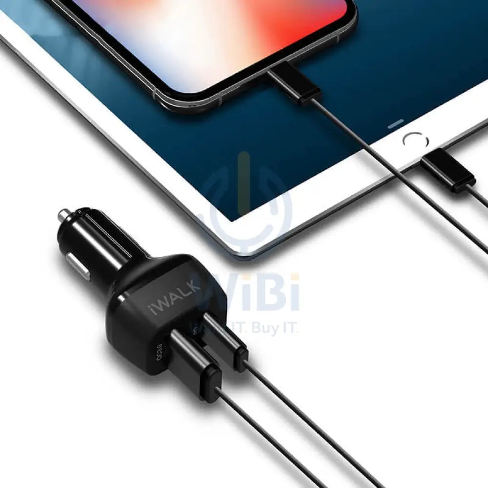 اي ووك شاحن سيارة توصيل الطاقة - USB-C / USB-A / أسود