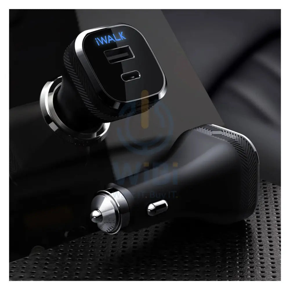 iWALK Power Delivery & QC 3.0 Car Charger - USB-C / USB-A / 42W / Black
