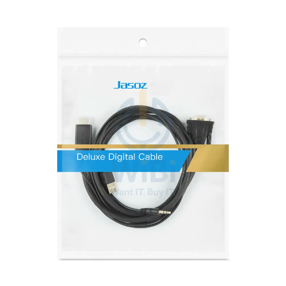 Jasoz G117 HDMI to VGA Cable with Audio/Power Supply Cable - 2 Meter / Black Accessories > Cables & Converters > HDMI