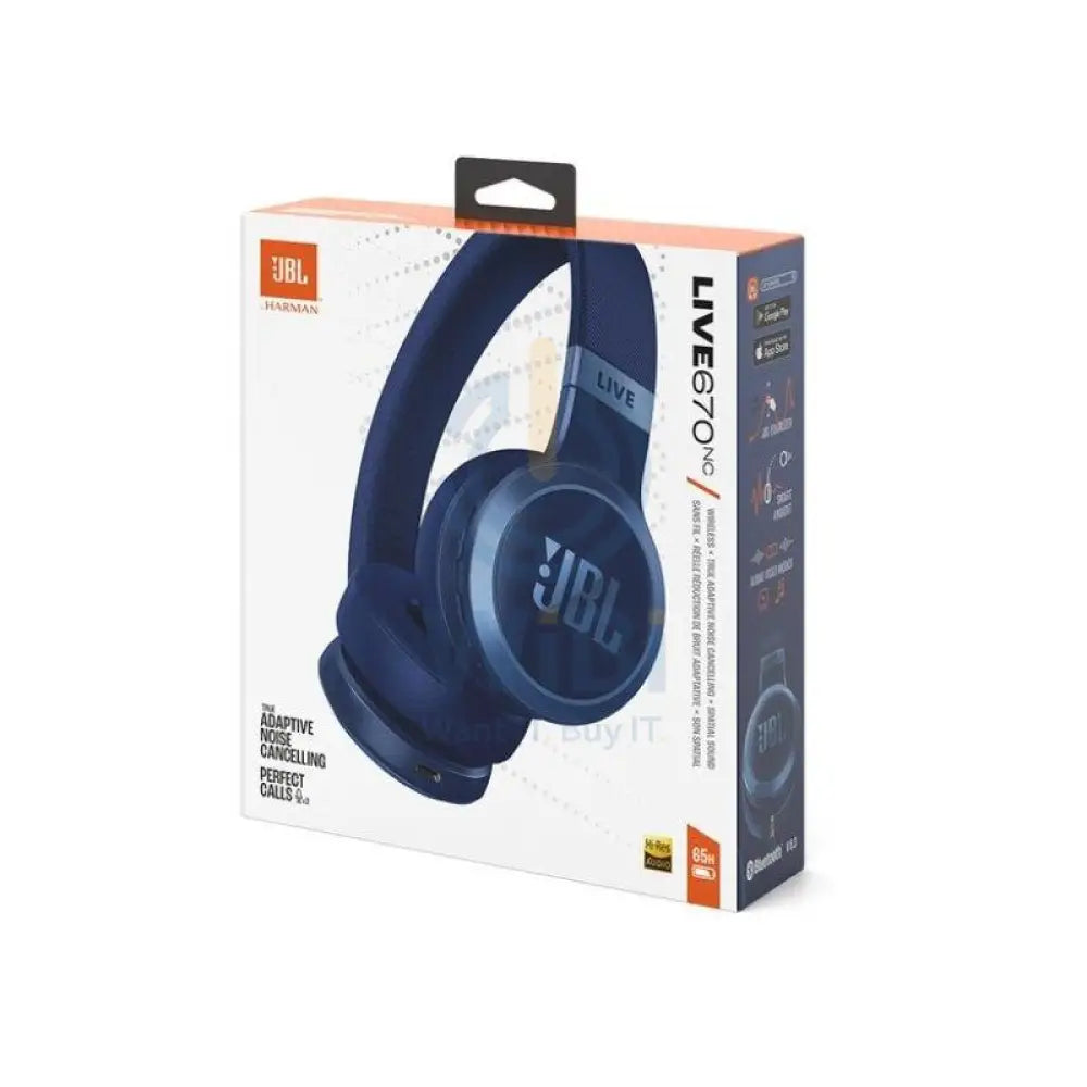 JBL بث 670NC لاسلكي سماعة رأس ملغية للضوضاء - فوق الأذن / لاسلكي / أزرق اكسسوارات الصوت > سماعات الرأس