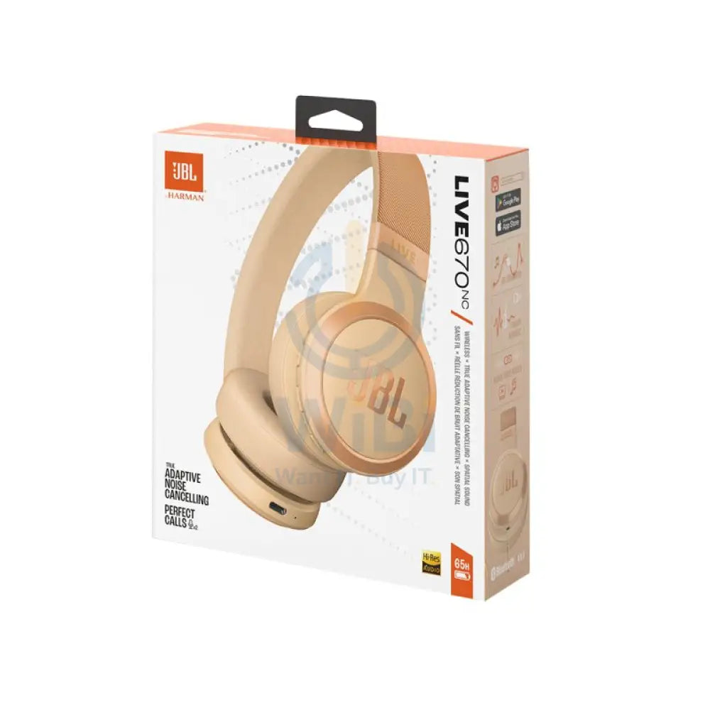 JBL Live 670NC Wireless Noise Cancelling Headphone - Over-ear / Wireless / Sandstone Accessories > Audio > Headphones