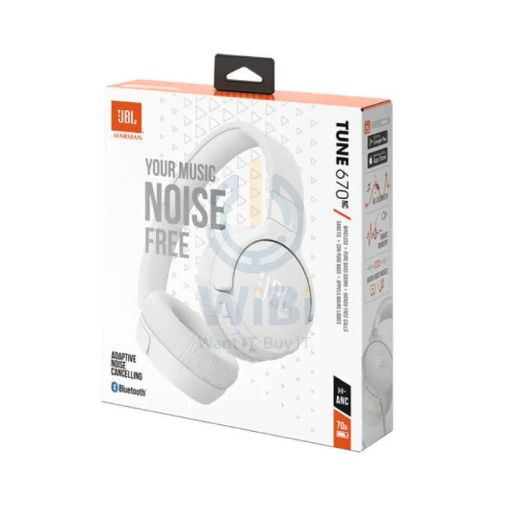JBL Tune 670NC لاسلكي 670 NC لاسلكي إلغاء الضوضاء سماعات الرأس - فوق الأذن / لاسلكي / أبيض اكسسوارات الصوت > سماعات الرأس