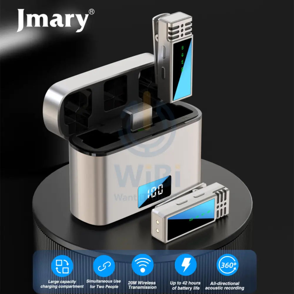 Jmary MW 15 2.4G Wireless Microphone ≤20ms / 60db / 20M / 70mAh / Silver Accessories > Audio > Microphone