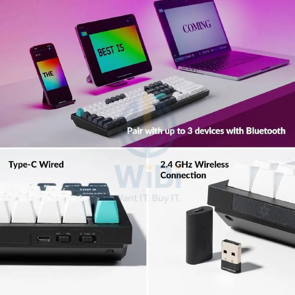 KeyChron Q6 Max Swappable 100% Mechanical Gaming Keyboard - Wireless / RGB / English/Arabic / Black Accessories >