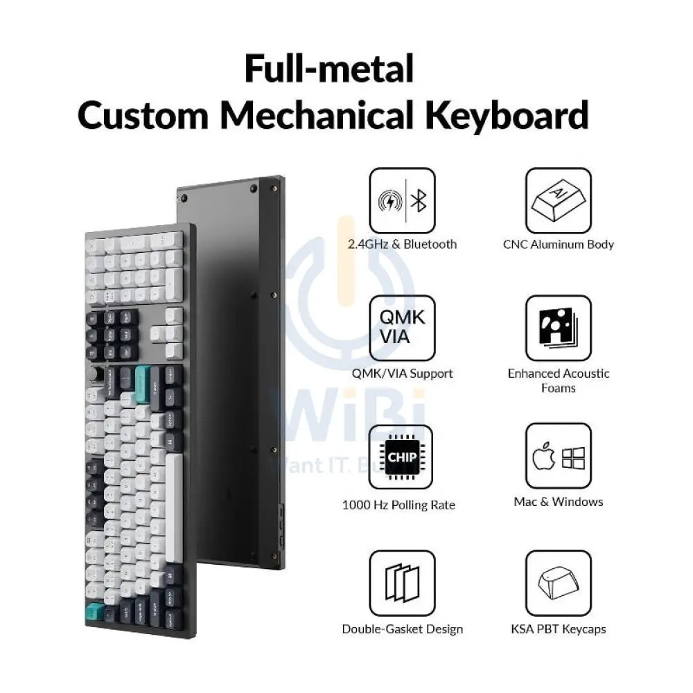 KeyChron Q6 Max Swappable 100% Mechanical Gaming Keyboard - Wireless / RGB / English/Arabic / Black Accessories >