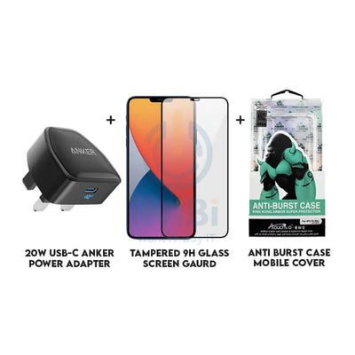 King Kong Anti Burst Clear Case + Tempered Glass Screen Protector + Anker 20W USB-C Power Adapter / iPhone 12 / 12 Pro - Bundle Offer