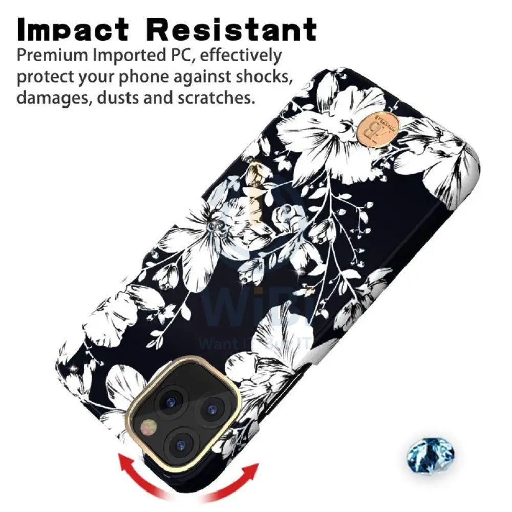 Kingxbar Swarovski Case - iPhone 11 Pro / Floral Black Accessories > Mobiles & Tablets > Mobiles > Covers & Cases