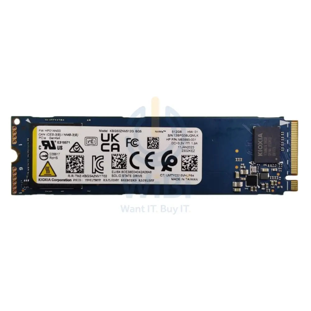 Kioxia M.2 PCIe NVMe SSD - 512GB / M.2 2280 / PCIe 4.0 / Open - SSD (Solid State Drive) Storage > Solid State Drive