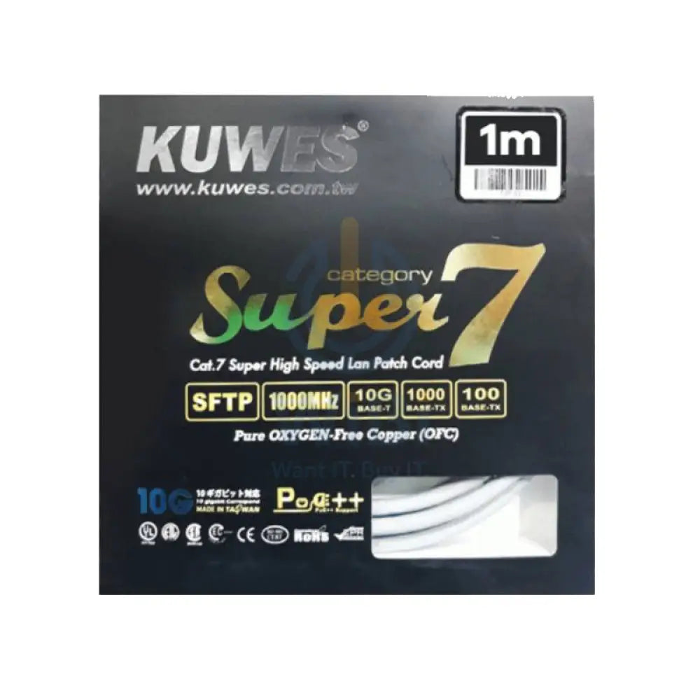Kuwes C7P-01 CAT7 Network Ethernet Cable - 1 Meter / Grey Networking Products