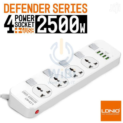 Ldnio 2500W Power Extension With 4 USB-A Ports & 4 Power Sockets Sc4408 Accessories > Power > Power Protection > Surge