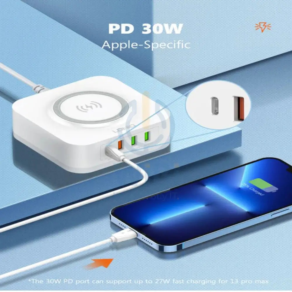 Ldnio 32W Desktop Wireless Fast Charging Station - 32W / PD + QC / White Accessories > Power Adapters